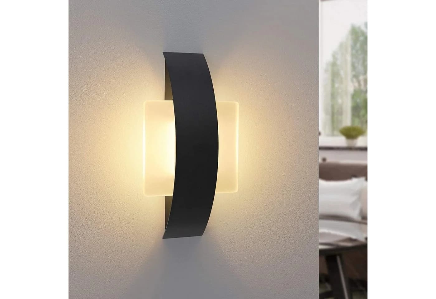 ZMH LED Wandleuchte Schwarz Modern Fernbedienung