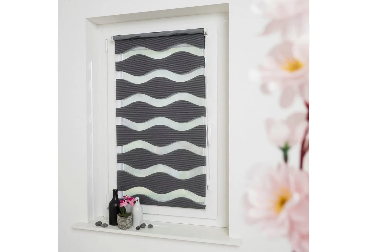 Doppelrollo GARESA Welle 45x150 cm Anthrazit Polyester