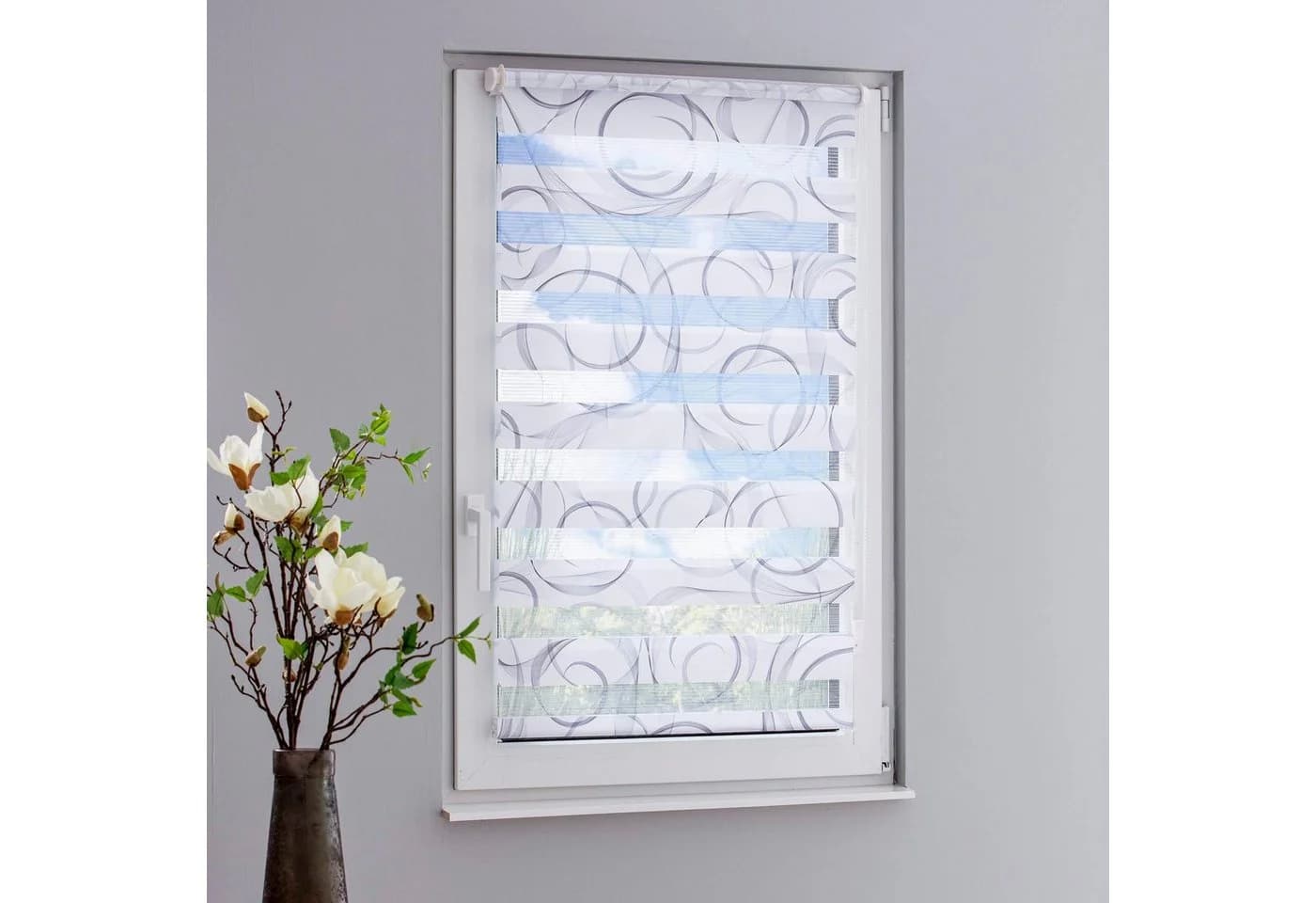 Doppelrollo GARESA Swing Gr. 5 Weiß-Grau-Violett 50x150 cm Polyester