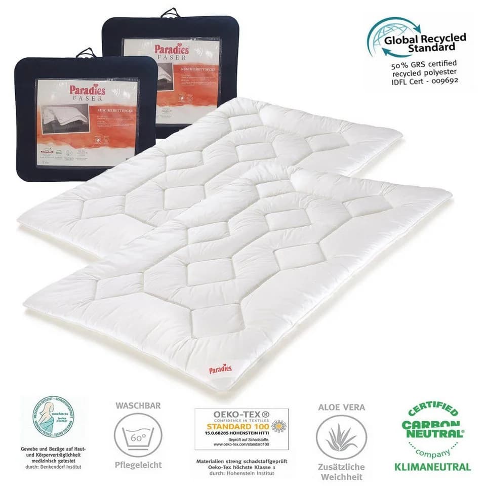 Paradies Kunstfaserbettdecke 2 Stk Halia Ganzjahresbett 135x200 Baumwolle Aloe Vera