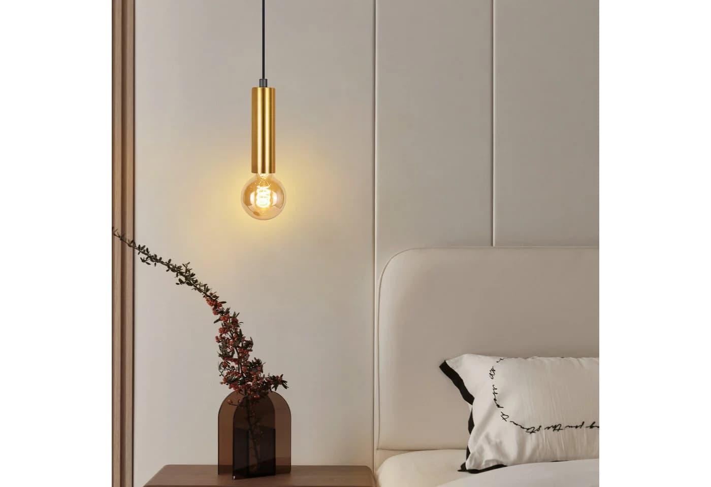 ZMH Pendelleuchte Esszimmer 1 Flammig E27 Gold Hängeleuchte Metall