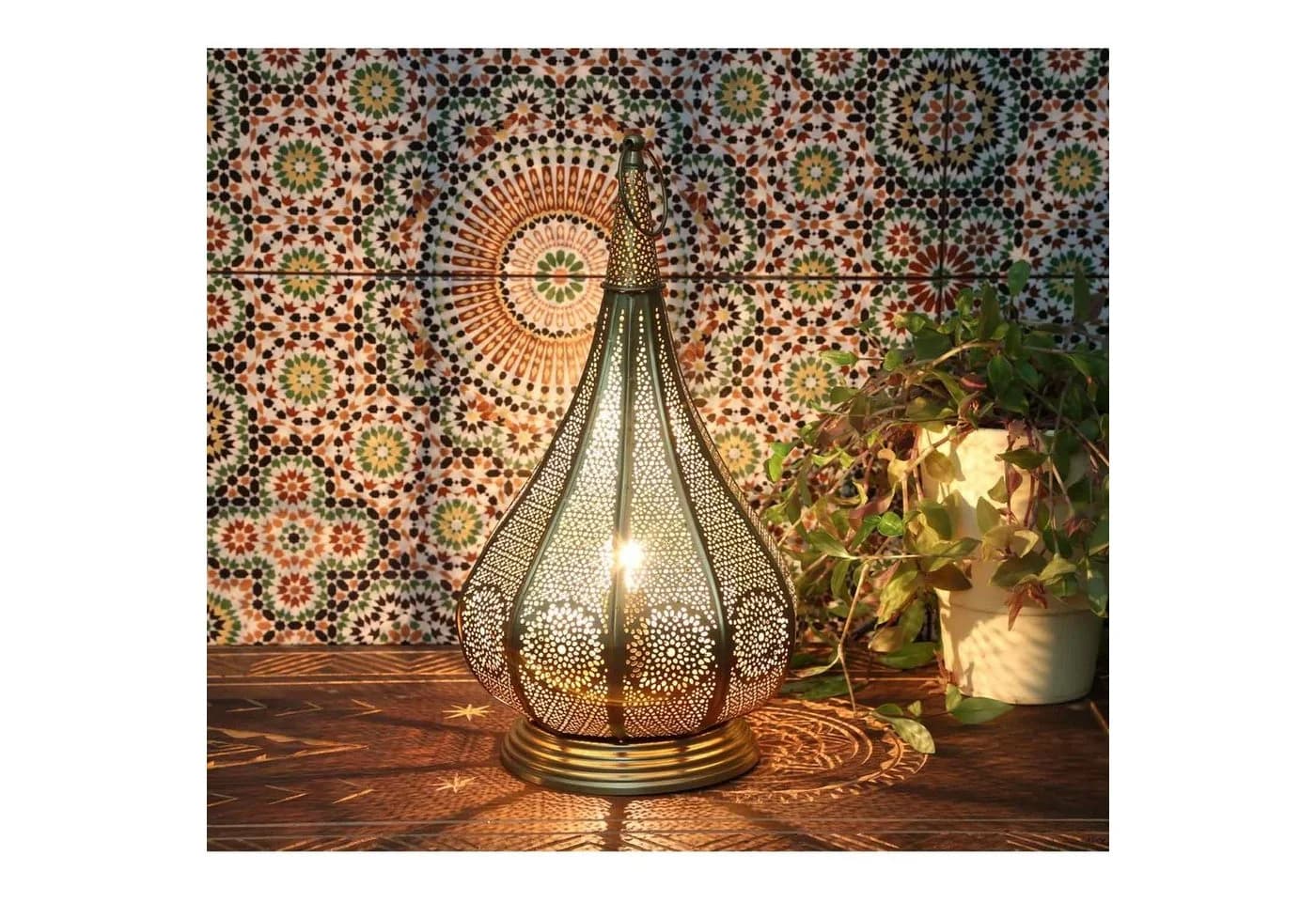 Casa Moro Nachttischlampe Monza Gold Orientalische Tischlampe