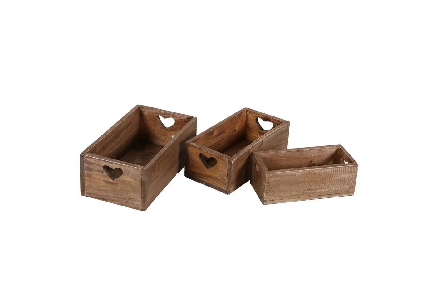 Casa Moro Aufbewahrungsbox Retro Holzbox 3er Set LUCIA alte Ziegelform mit Herz Griffen