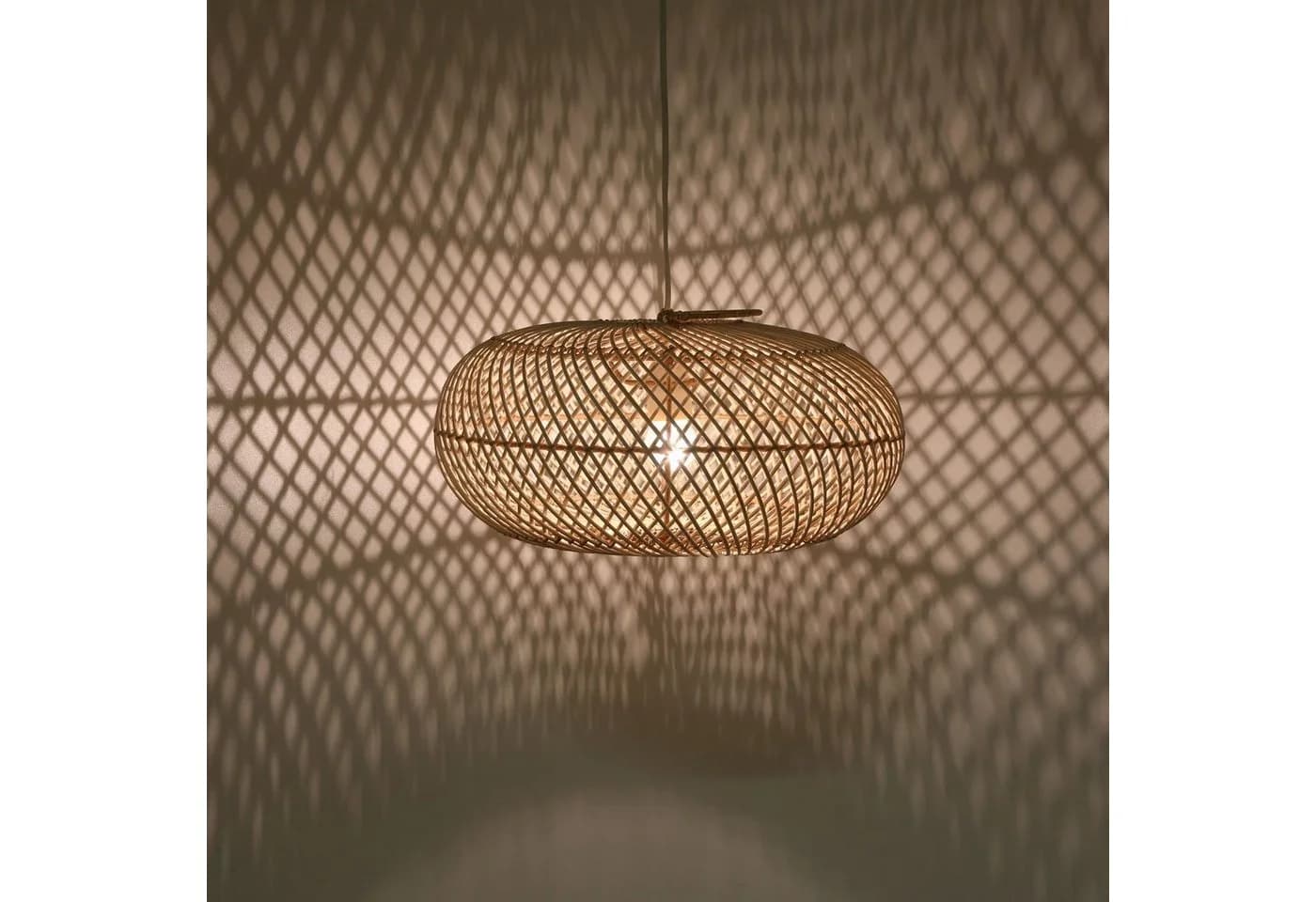 Casa Moro Rattan Hängeleuchte Boho Natur Lampe Wohnzimmer Esszimmer