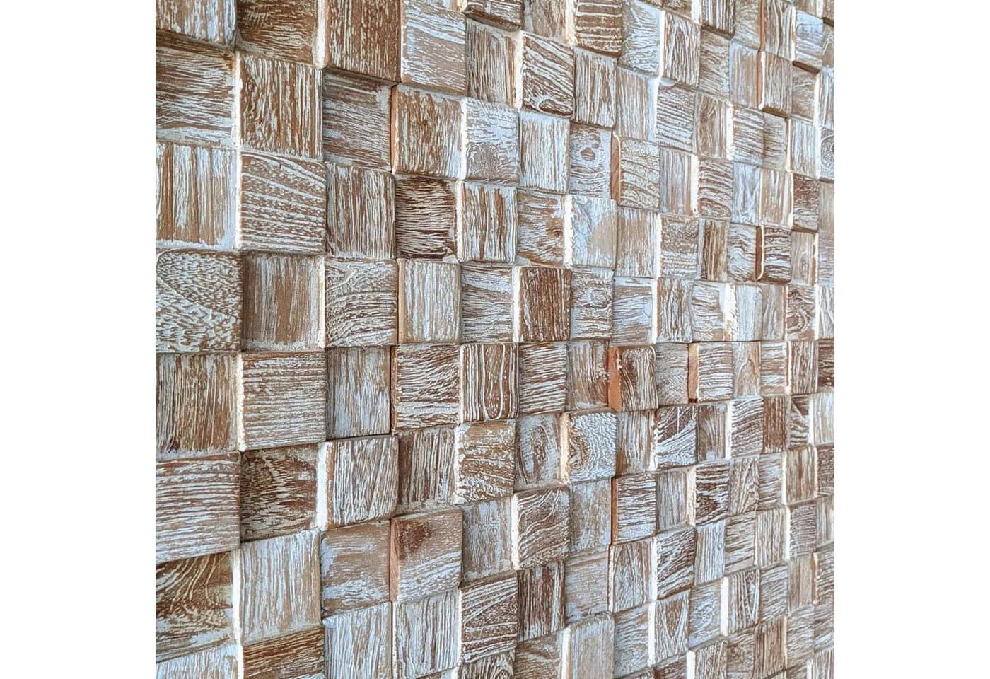 Casa Moro 3D Wandpaneel White Washed Teakholz