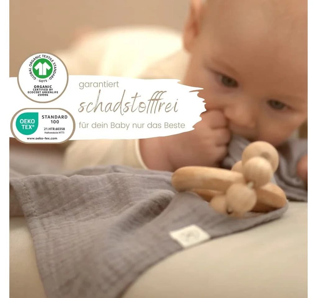 Bio-Babydecke und Spucktuch aus Baumwolle und Musselin