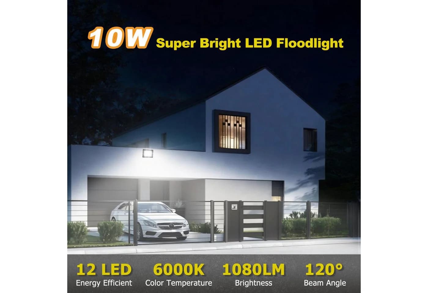 POPOLIC LED Flutlichtstrahler 2er Set Schwarz IP66 Kaltlicht 6000K