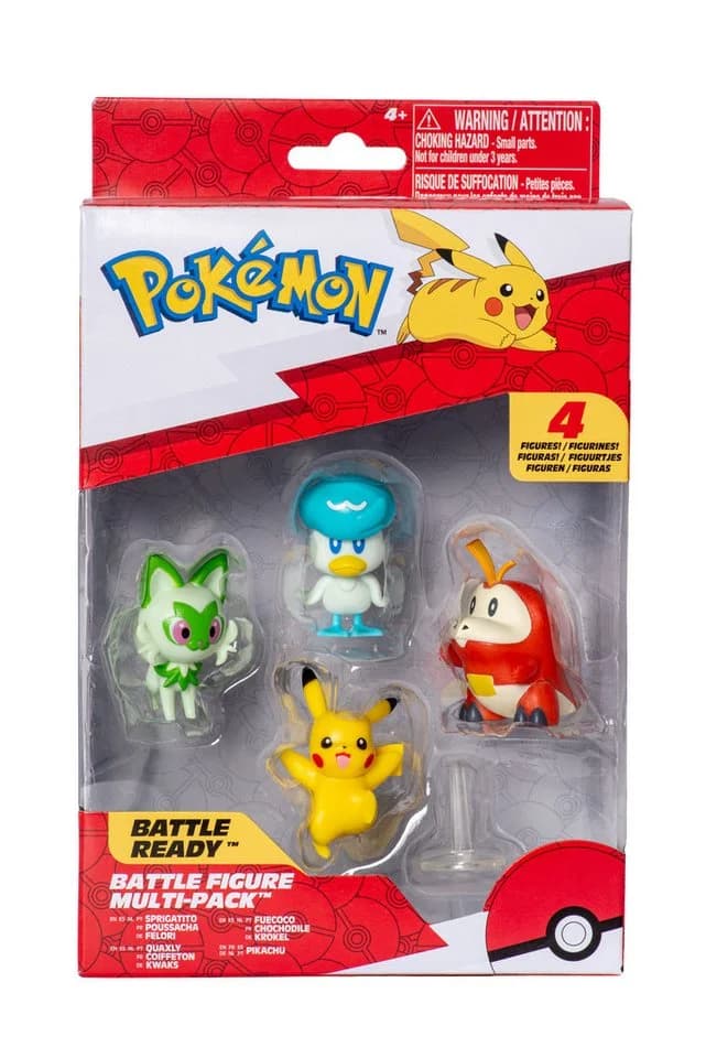 Jazwares Pokémon Battle Figur 4er Pack Krokel Felor Kwaks Pikachu