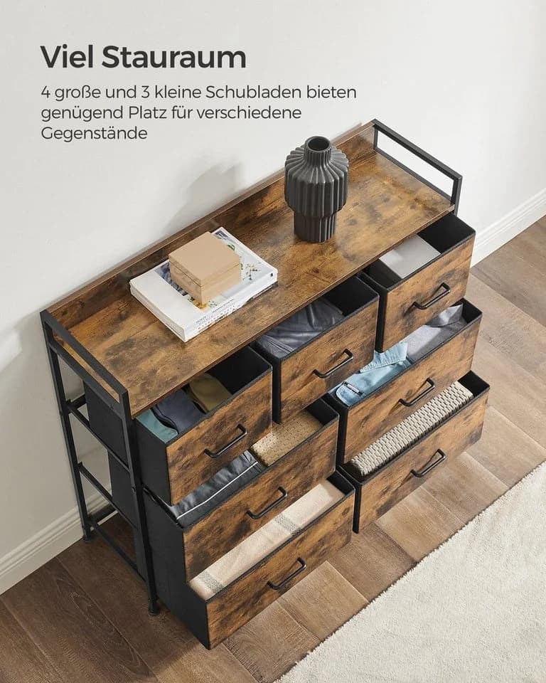 SONGMICS Kommode 7 Schubladen Industrie-Design 98x85x28,5cm