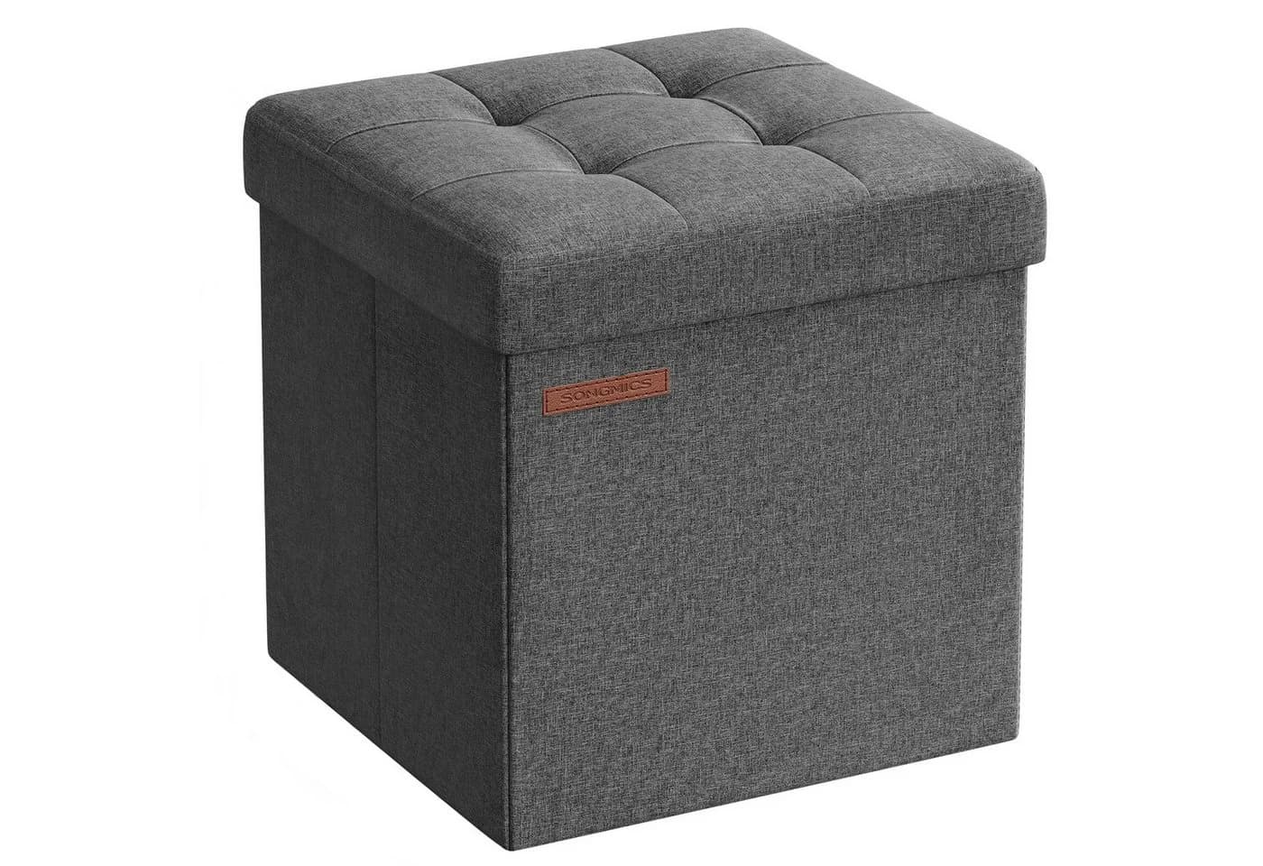 SONGMICS Sitzhocker 30x30x30cm Faltbar Dunkelgrau