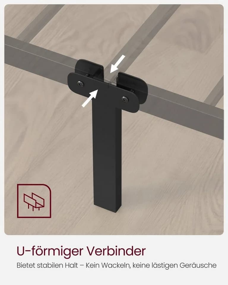 VASAGLE Bettgestell 160x200 cm Metall Bettrahmen hochtragfähig