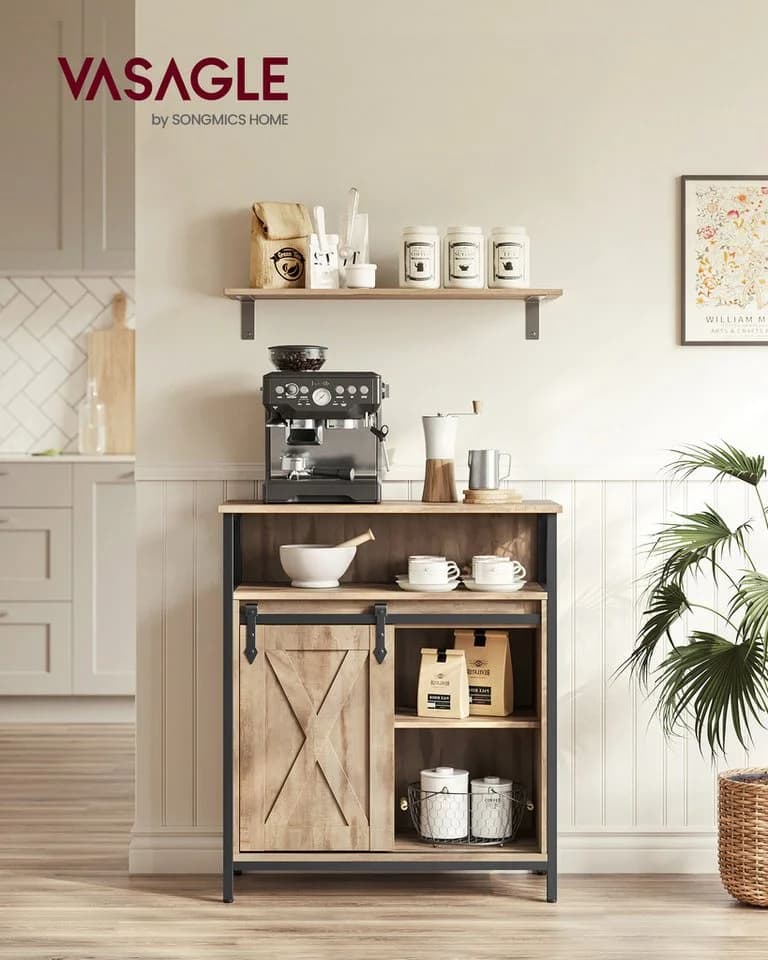 VASAGLE Sideboard Aufbewahrungsschrank Eichenbraun-Schwarz 70 x 30 x 80 cm