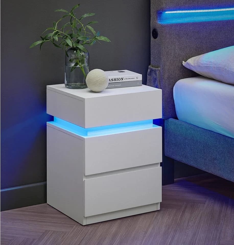 VASAGLE Nachttisch (2-St) mit LED-Beleuchtung, einstellbare Farben