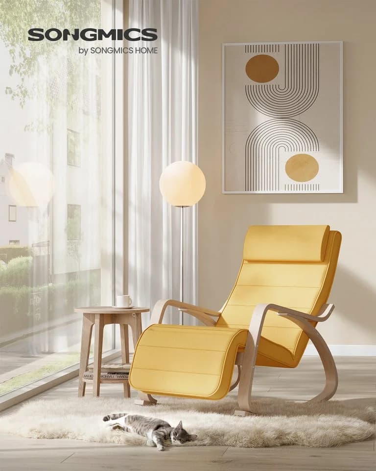 SONGMICS Schaukelsessel Relaxsessel Beige