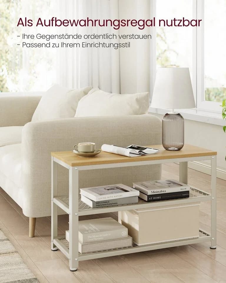VASAGLE Schuhbank Beige Schuhregal 73x30x45 cm