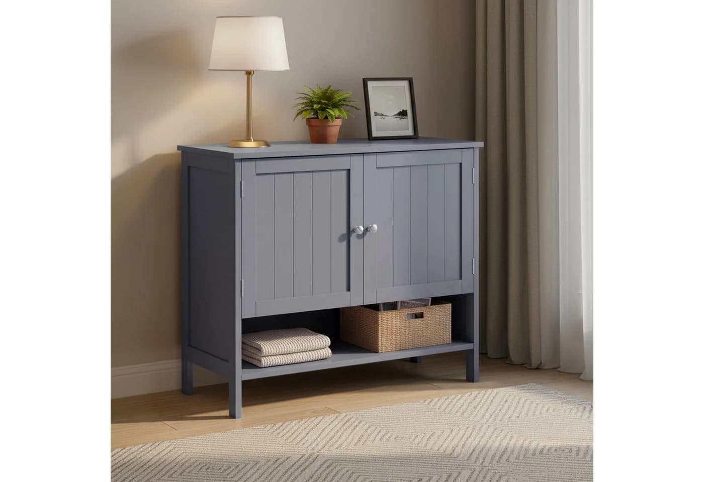 VASAGLE Schuhschrank Landhausstil Grau MDF 35x80x70 cm