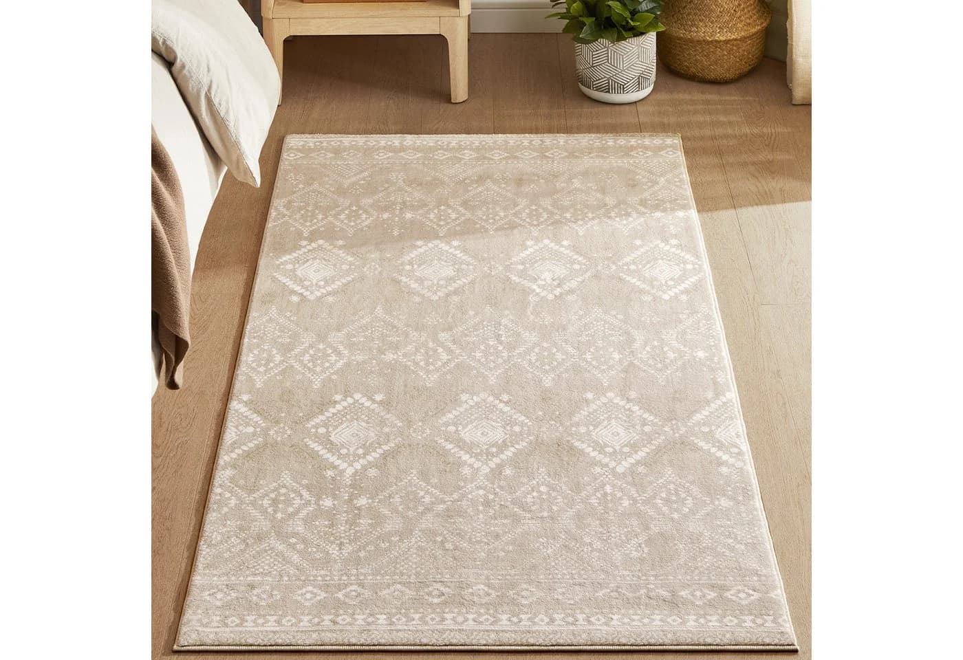 SONGMICS HOME Wohnzimmerteppich 150x80 cm Kurzflor Cappuccinobeige