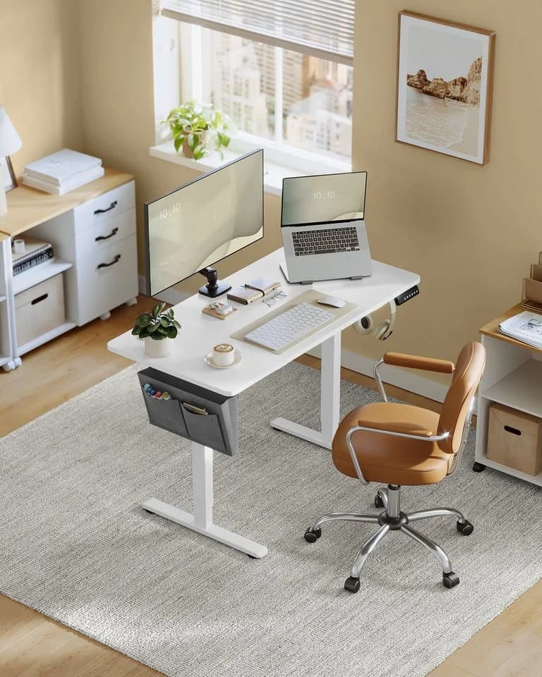 SONGMICS Höhenverstellbarer Schreibtisch Elektrisch 120x60 cm USB-C Memory-Funktion