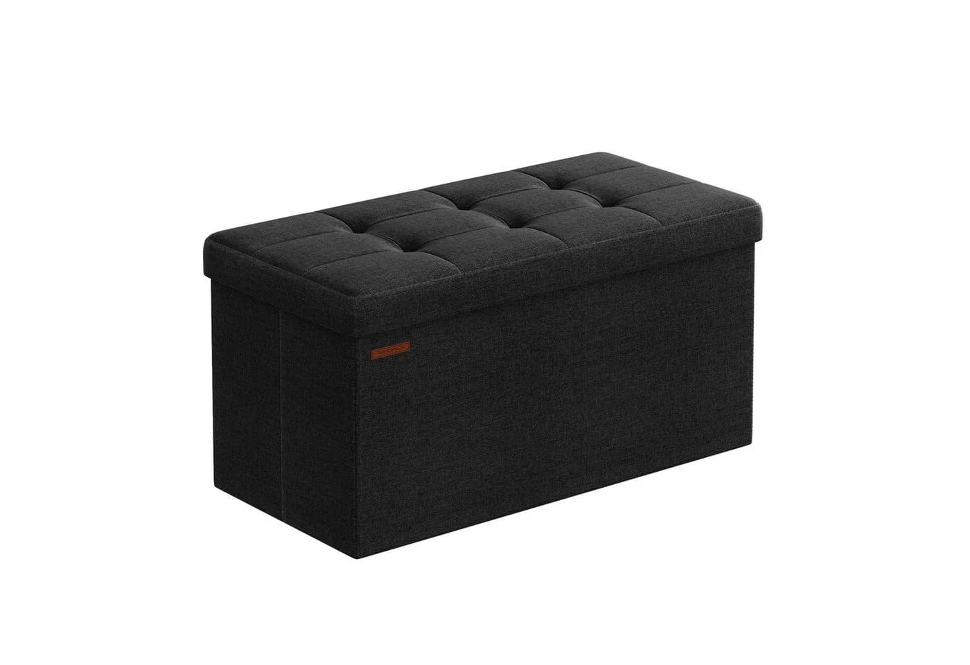SONGMICS Sitzbank 76/110cm mit Stauraum, klappbare Sitztruhe, Fußbank
