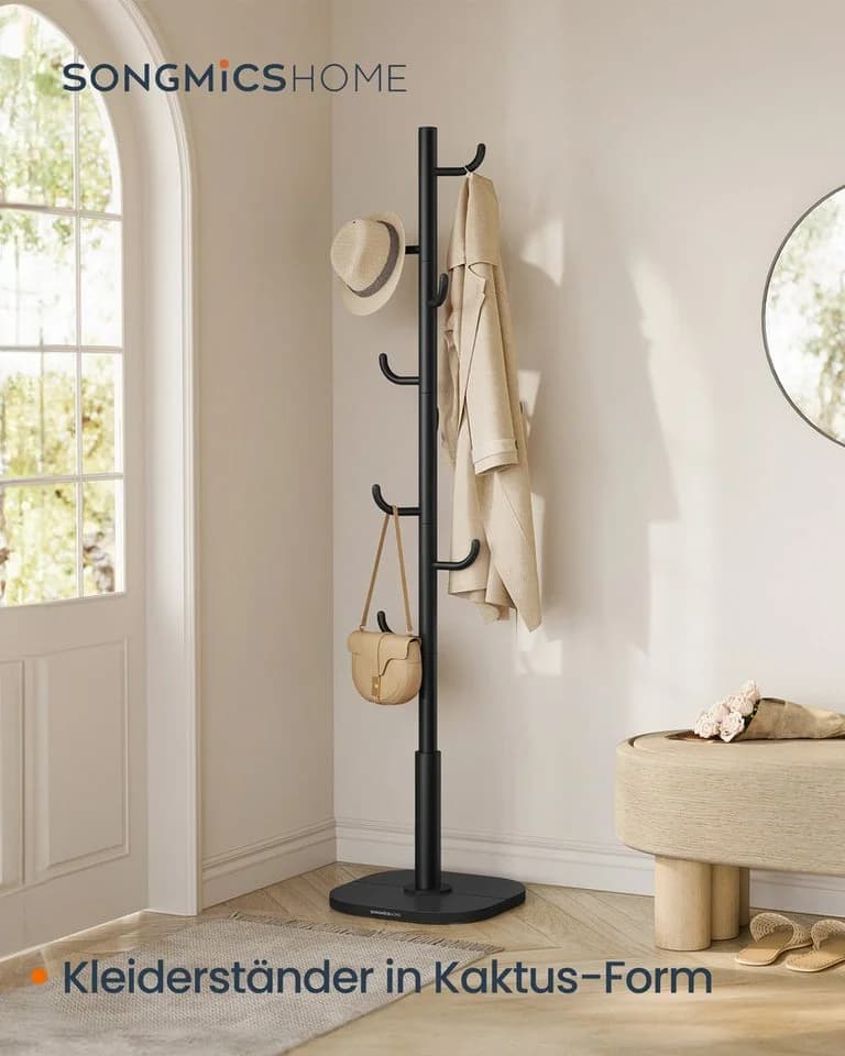 SONGMICS HOME Garderobenständer Kaktus-Form 8 Haken 175,3 cm