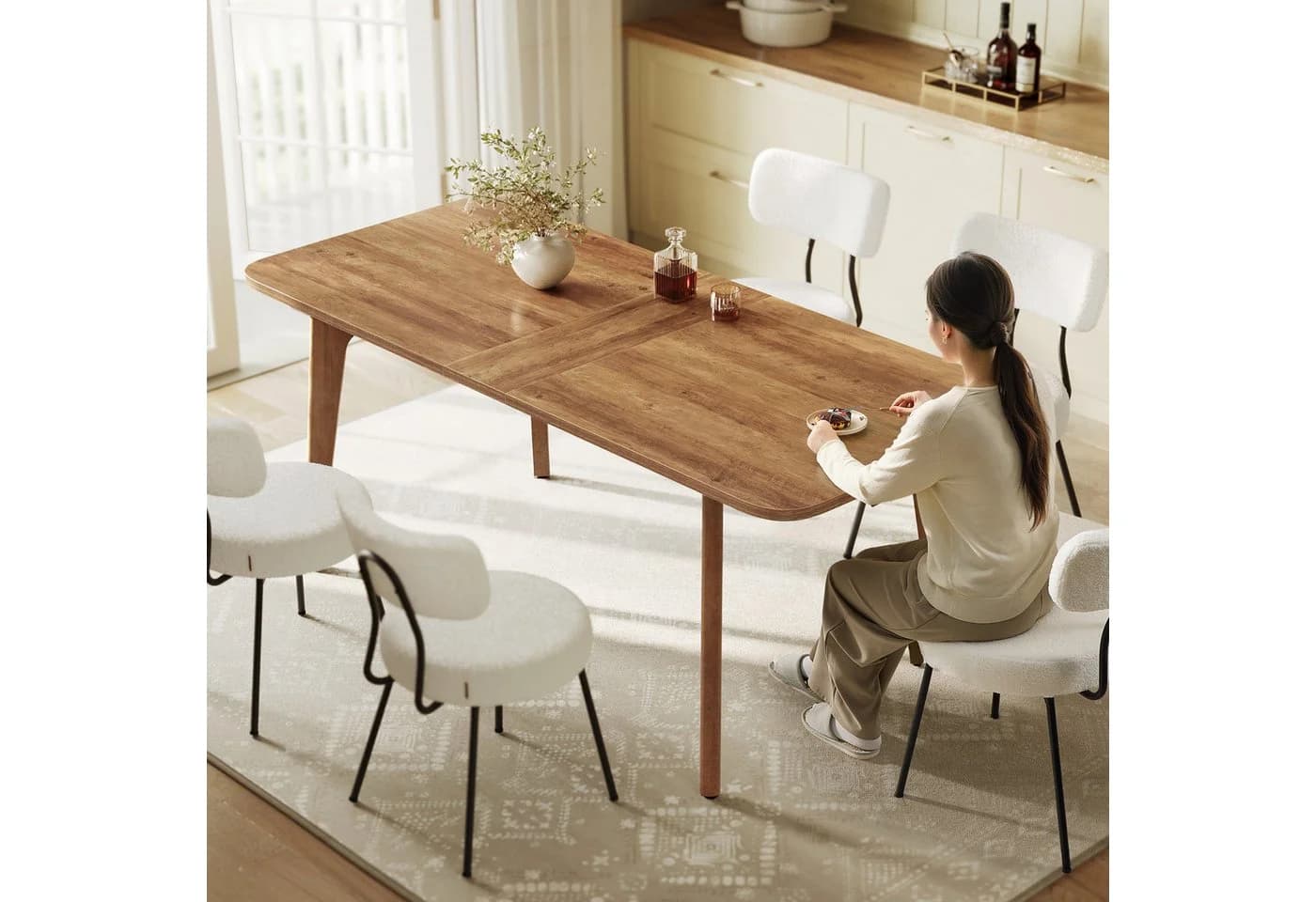 VASAGLE Esstisch mit ausziehbarer Tischplatte 180 cm Landhausstil Braun
