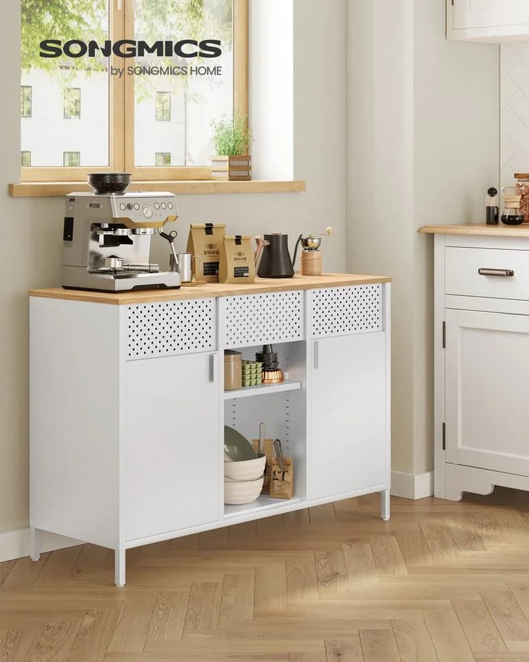 SONGMICS Aktenschrank Metallschrank Doppeltür Stahlgestell Vintagebraun-Mattschwarz