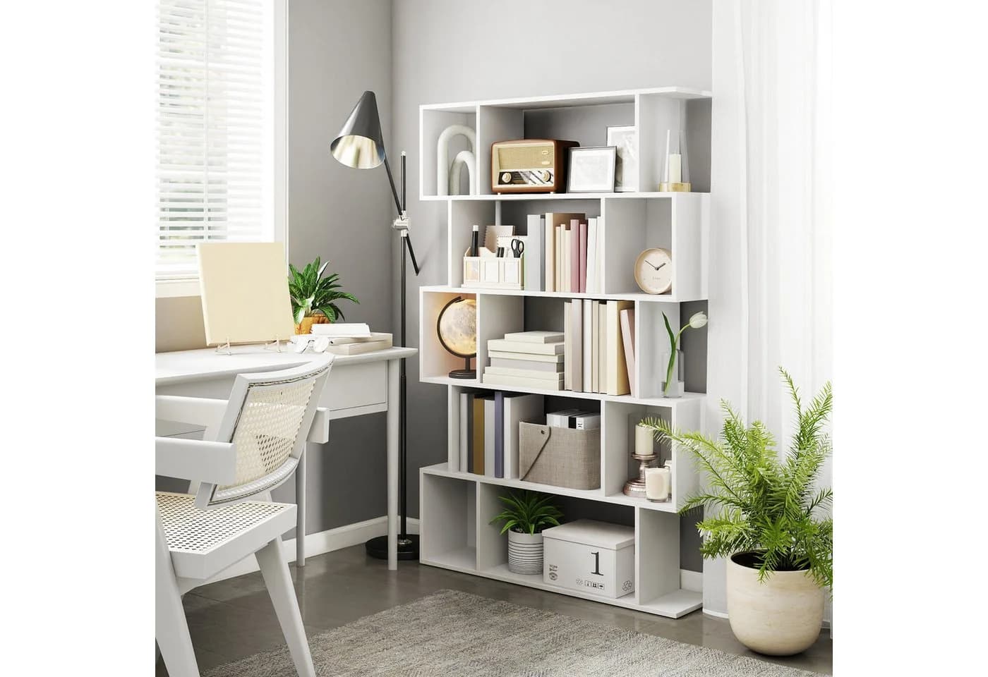 VASAGLE Bücherregal 5-stöckig Weiß Holzspanplatte