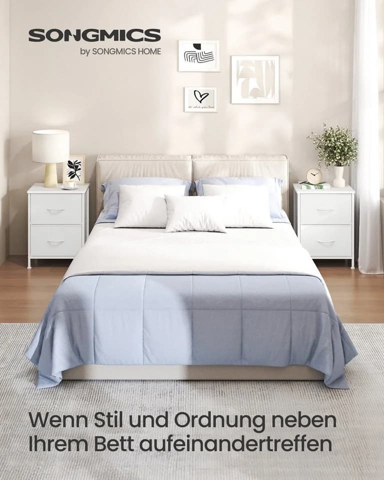 SONGMICS Kommode 2 Stoffschubladen Wolkenweiß Stahl