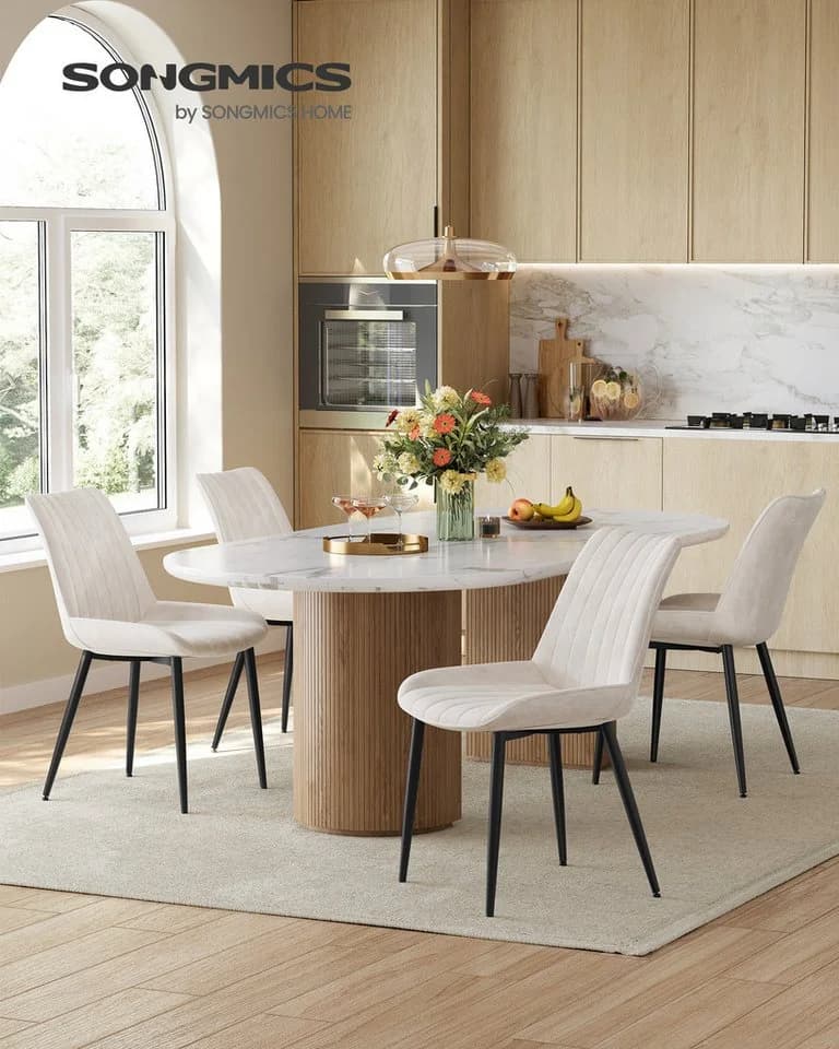 SONGMICS Esszimmerstuhl Set 4 St. Beige/Schwarz Polsterstuhl