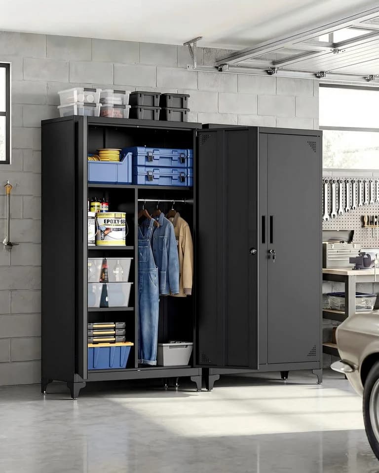 SONGMICS Aktenschrank Metallschrank 5 Fächer abschließbar