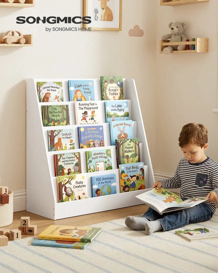 SONGMICS Kinderregal 5 Ebenen Weiß Montessori Bücherregal