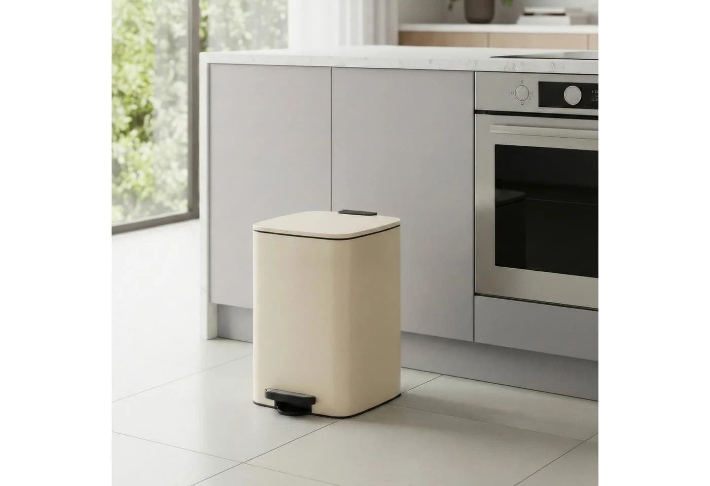 SONGMICS Tretmülleimer 20L Sandbeige mit Inneneimer