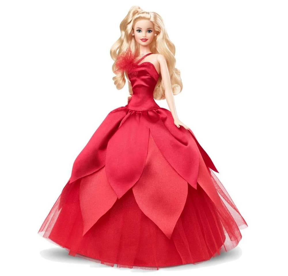 Elegante Anziehpuppe in Rot und Gold