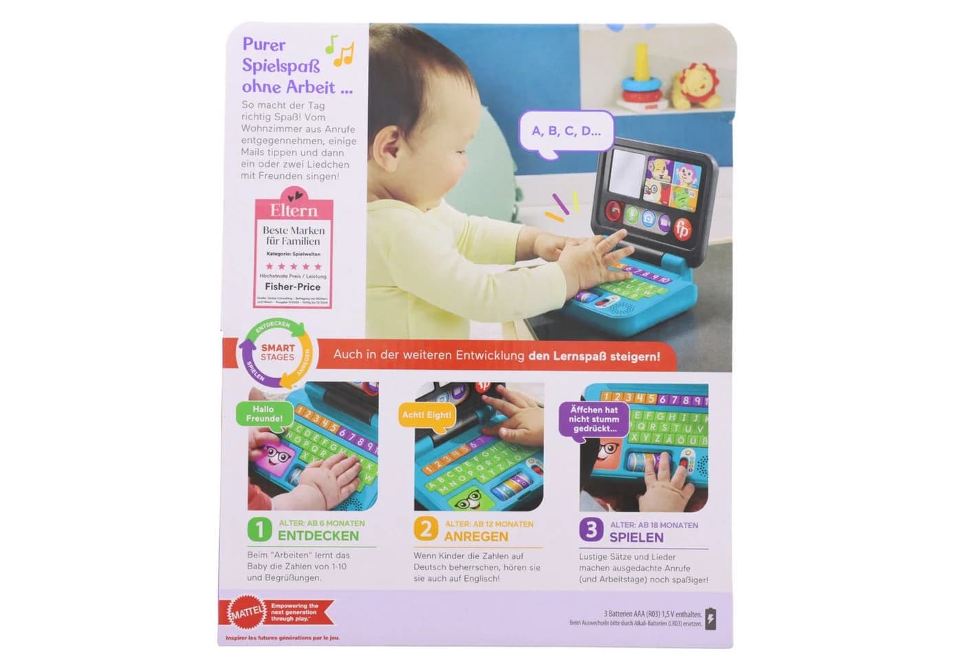 Fisher-Price® Lernspielzeug Lernspaß Homeoffice Laptop Bunt Smart Stages