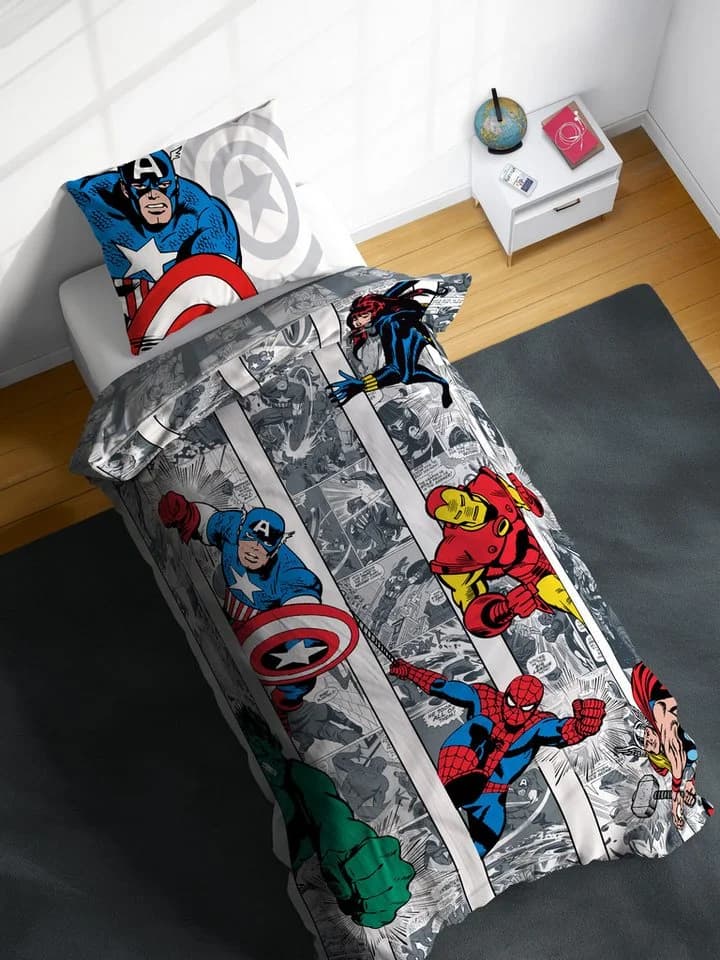 MARVEL Kinderbettwäsche Marvel Comics Bettbezug-Set 135x200 cm + Kissenbezug 80x80 cm