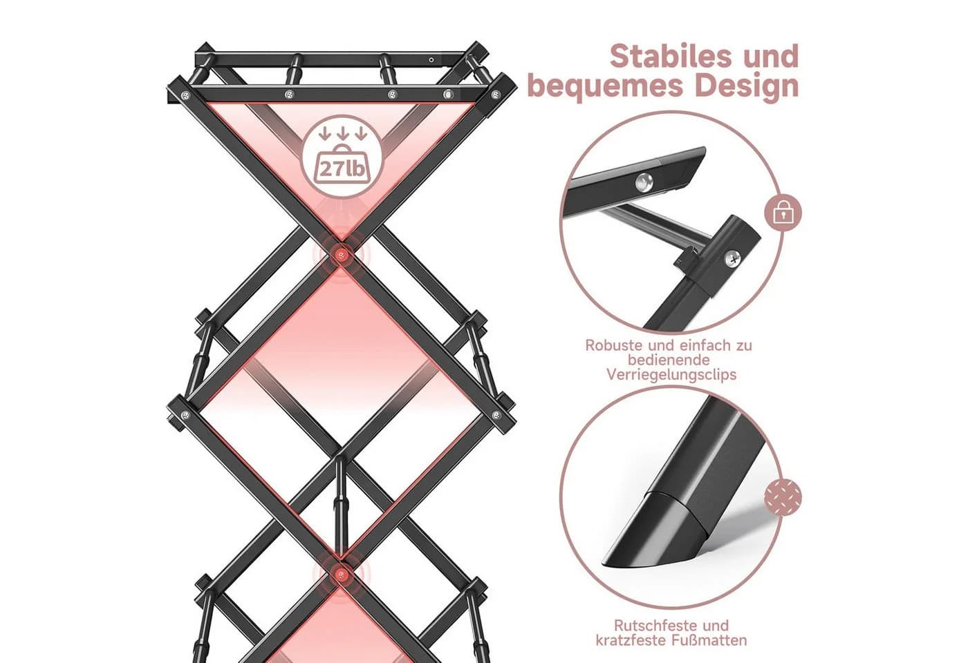 OSTWOLKE Wäscheständer Standtrockner klappbar & ausziehbar 6 Etagen
