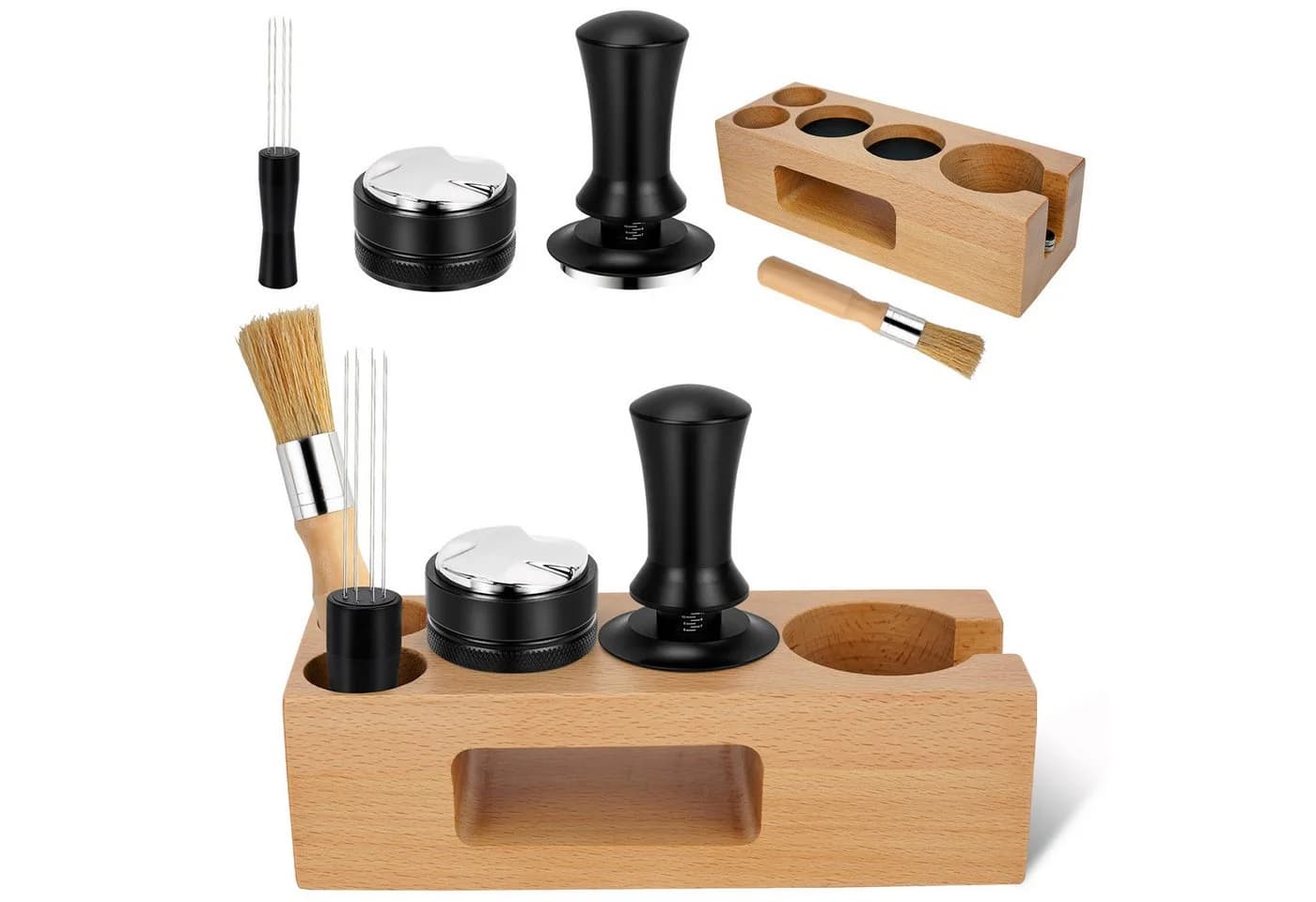 OSTWOLKE Tamperstation 51mm Espresso Tamper Set mit Holzstation