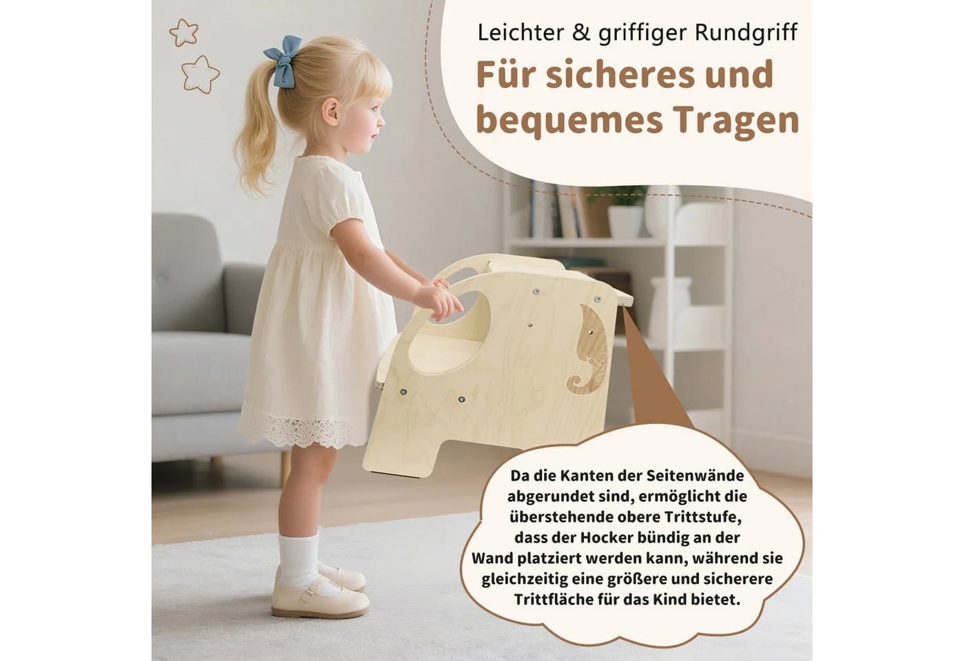 OSTWOLKE Tritthocker 2-stufig Holz für Kinder Montessori