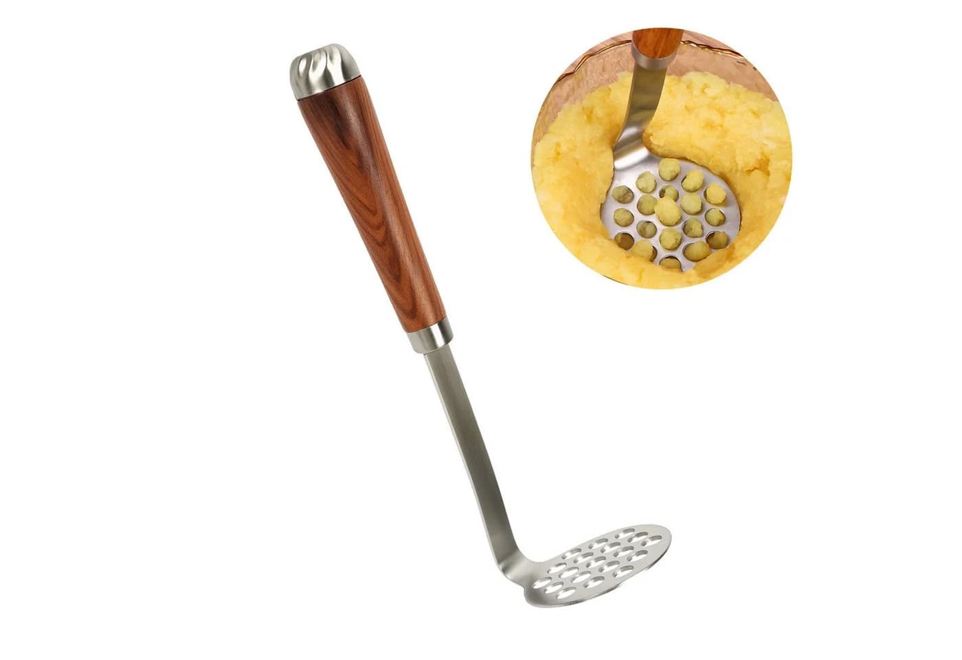 OSTWOLKE Kartoffelstampfer aus Edelstahl mit Holzgriff