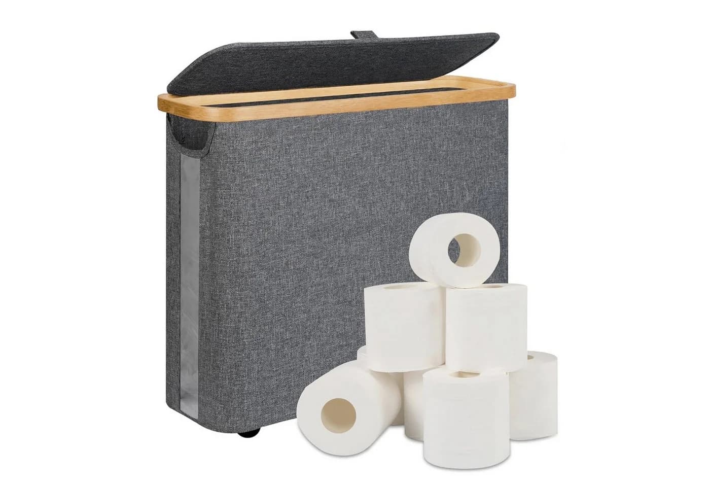 OSTWOLKE Toilettenpapier Aufbewahrung Korb mit Deckel, Wasserdicht & Faltbar