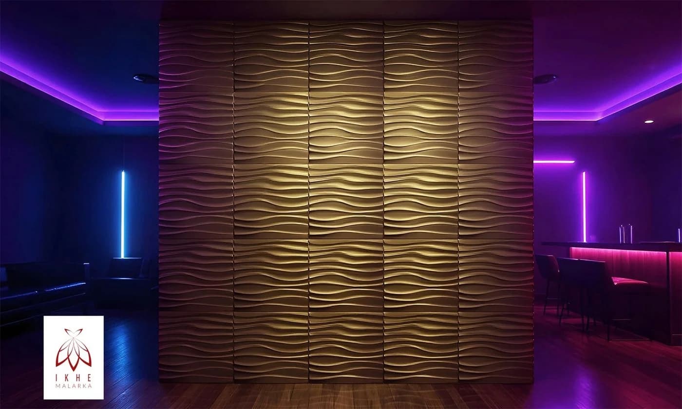 IKHEMalarka 3D Wandpaneel PVC Kunststoffpaneele 50x50 cm Gold
