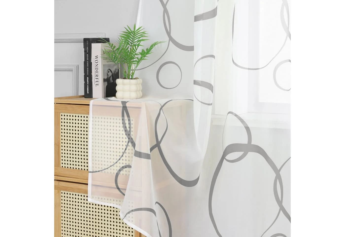 Joyswahl Gardine 140x245 cm Transparent Weiß Geometrisches Design