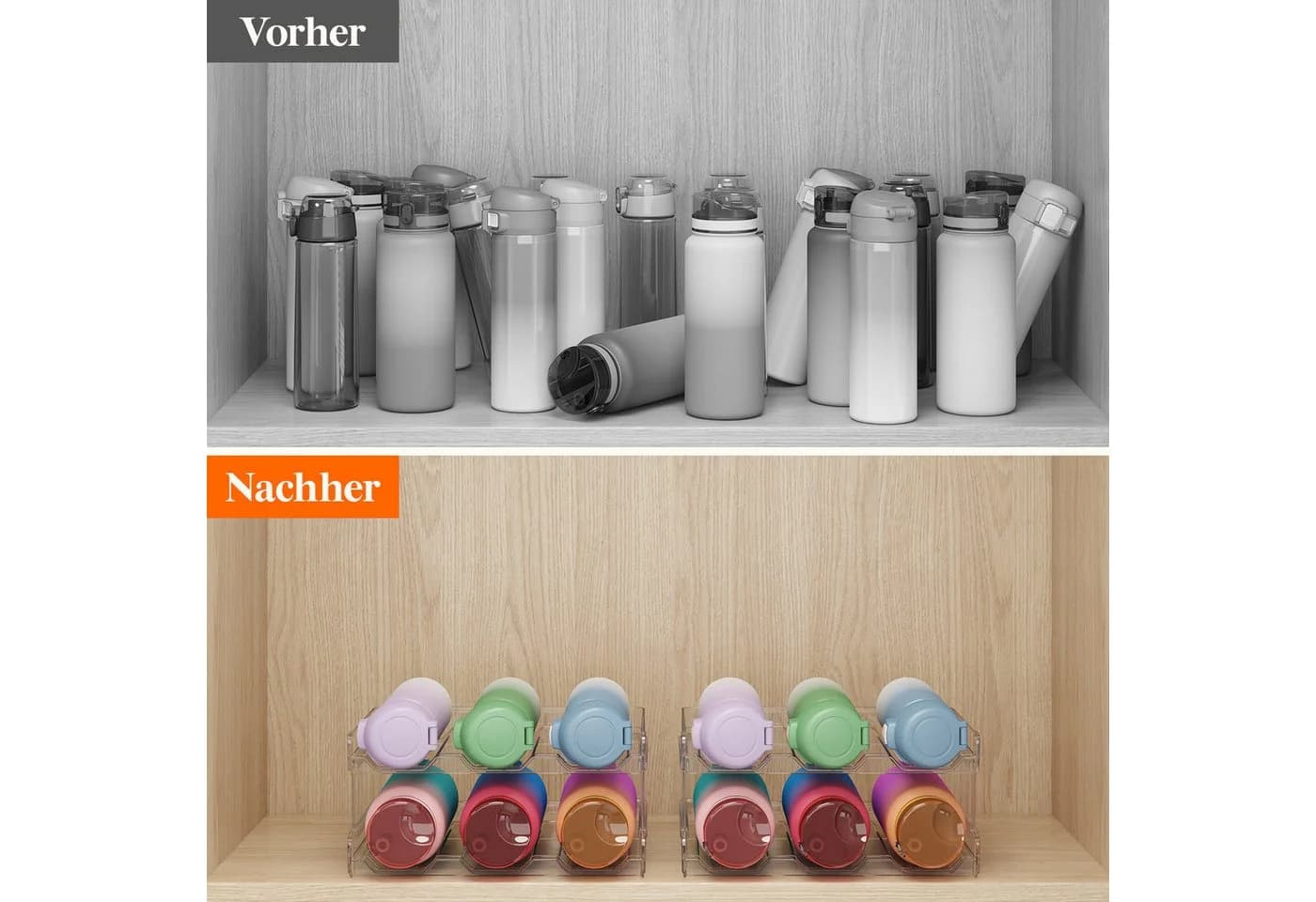 Lifewit Küchenorganizer-Set Stapelbarer Flaschenhalter
