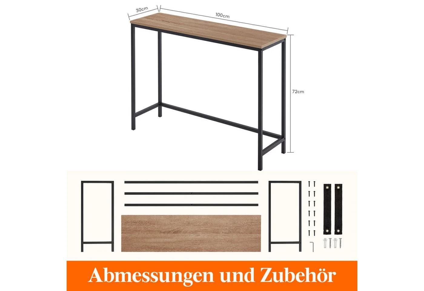 Lifewit Wangentisch Konsolentisch Metallrahmen Braun Schwarz Vintage