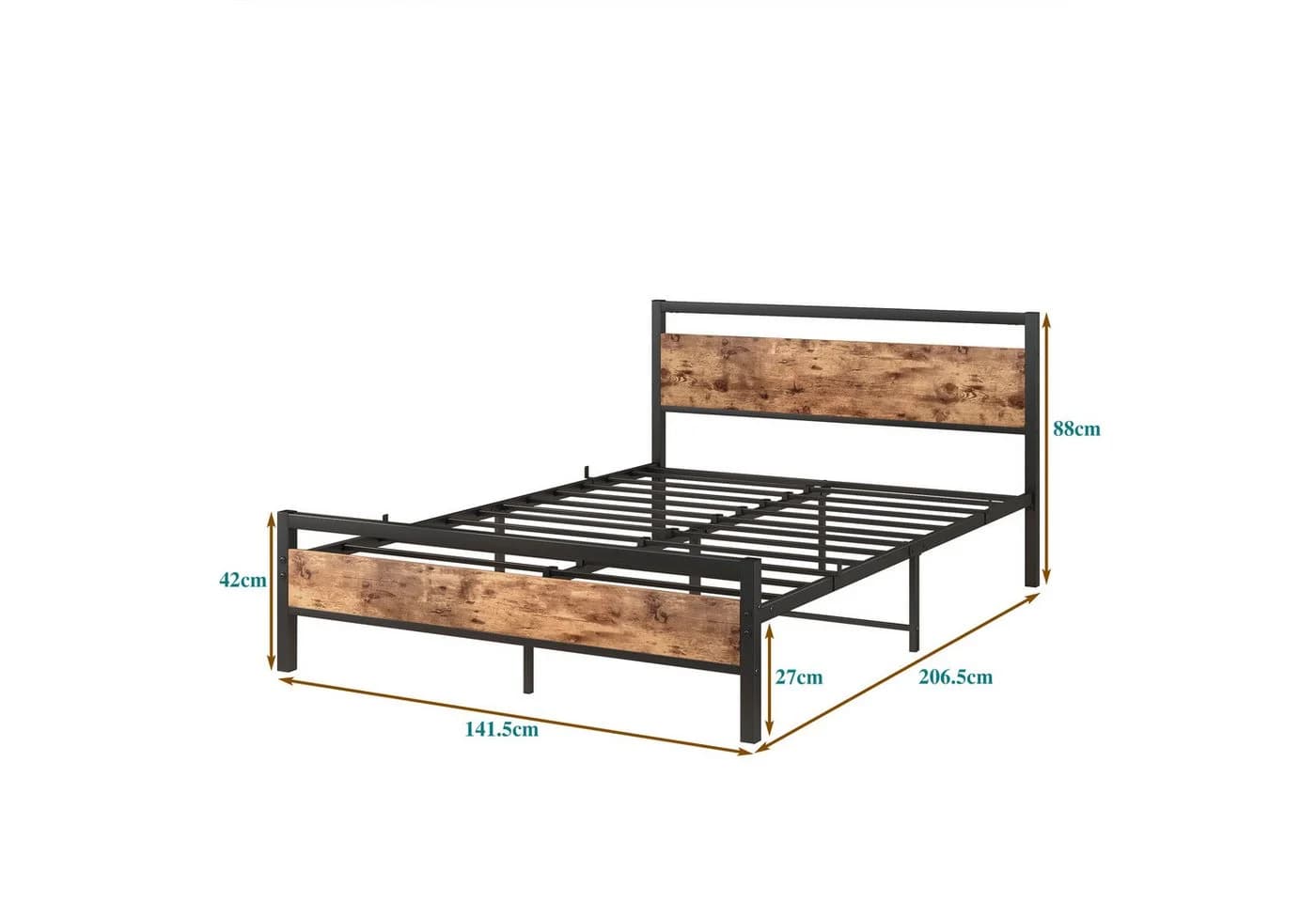 HOMERECOMMEND Metallbett Vintage Braun mit Lattenrost