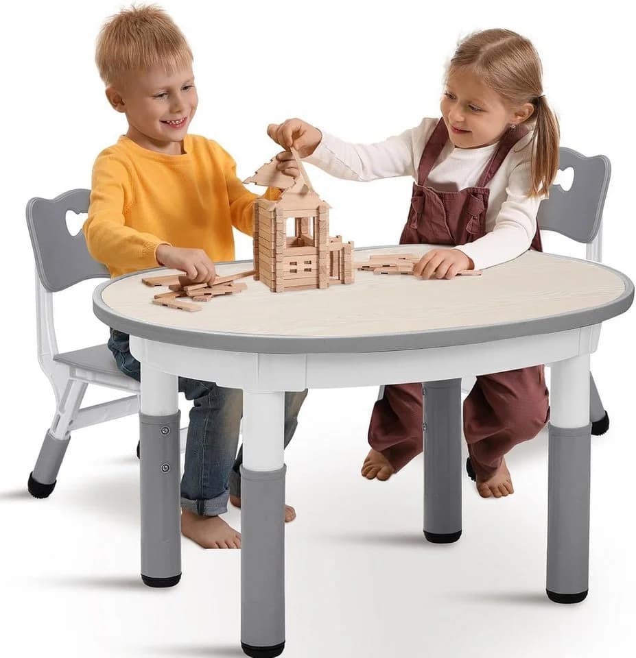 TLGREEN Kindertisch Höhenverstellbar Maltisch Kinder Tisch Stuhl Set