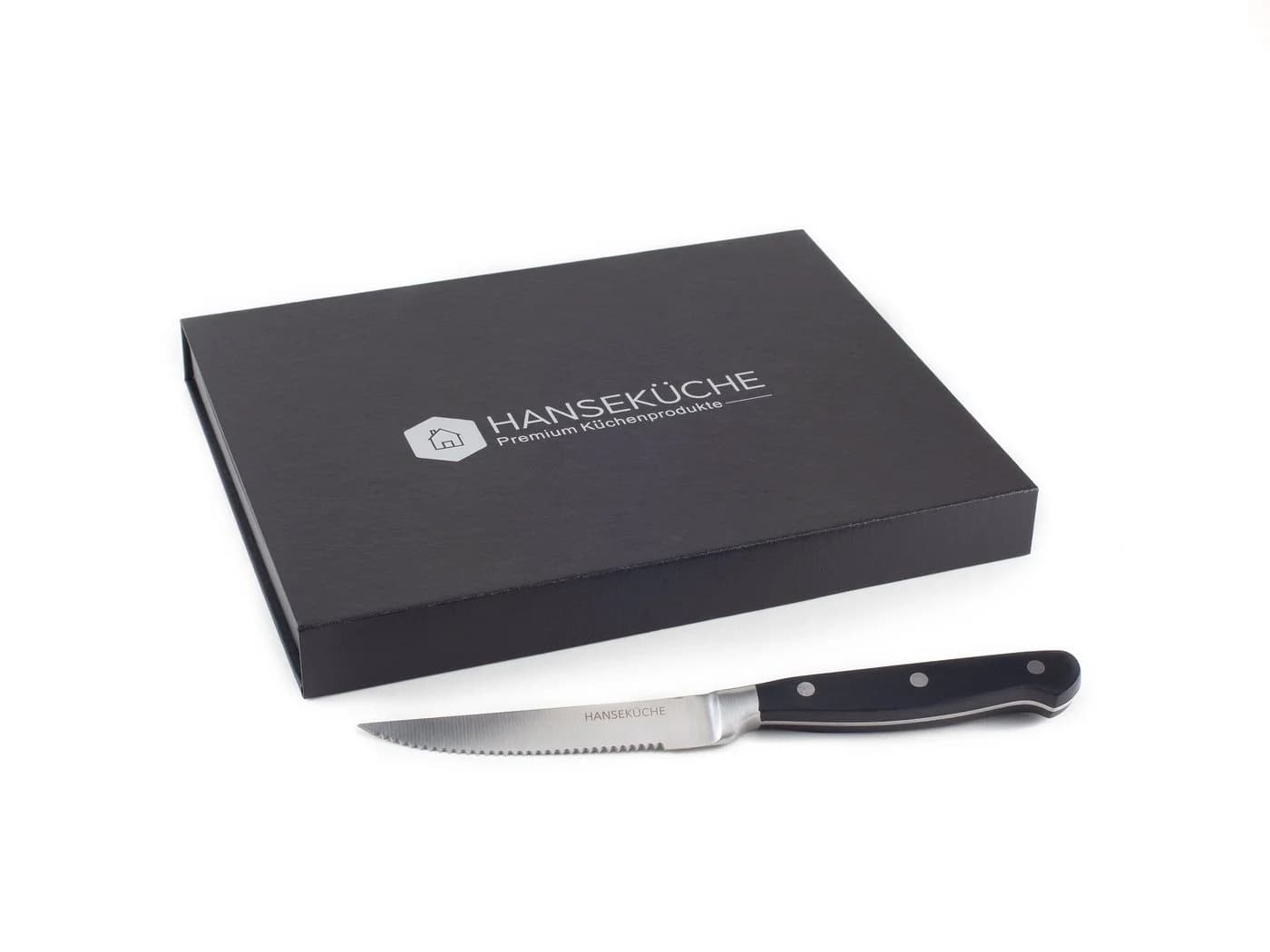 Hanseküche Steakmesser 6er Set mit Holzgriff Schwarz
