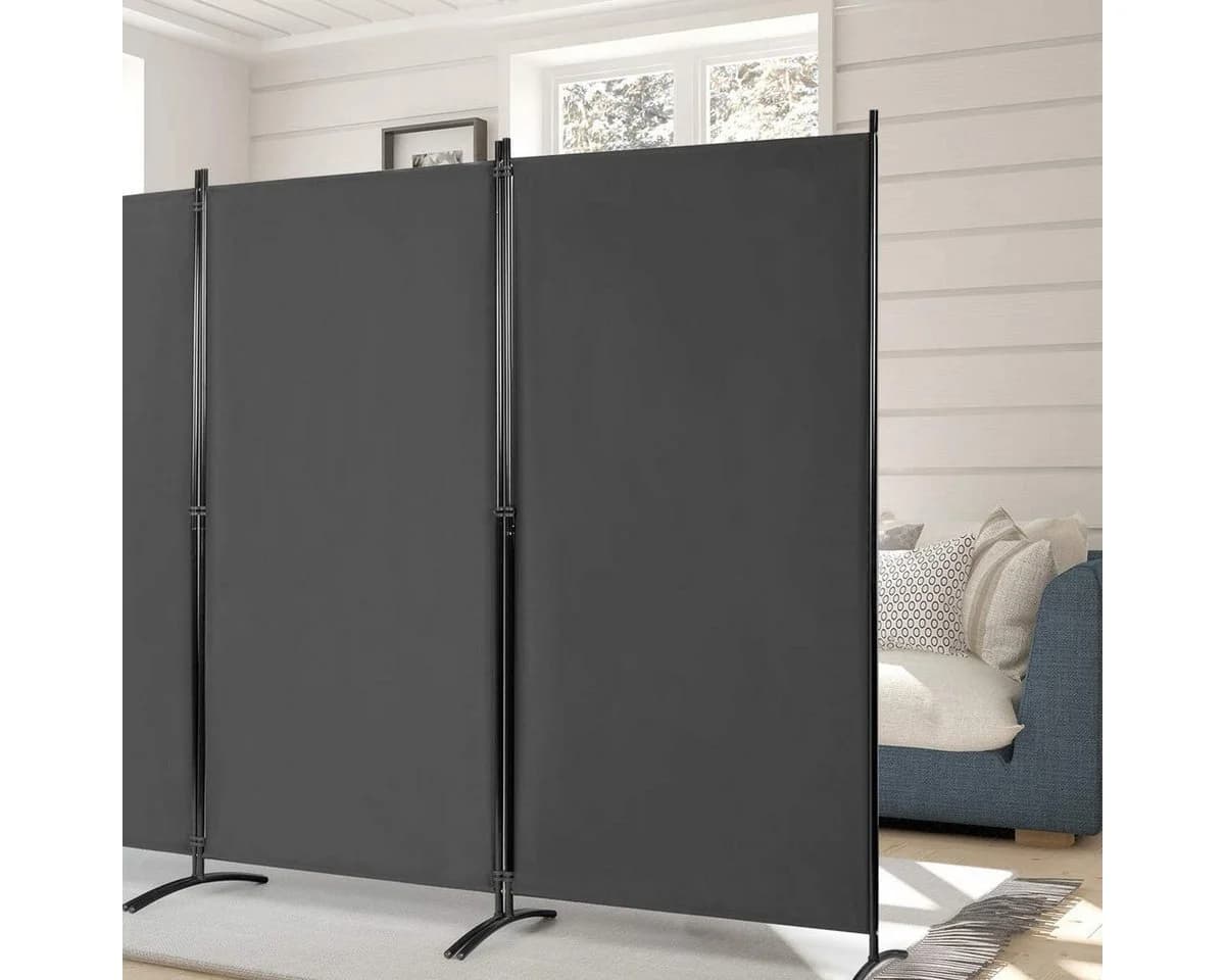 COSTWAY Paravent 3-teilig Grau 260 x 183 cm