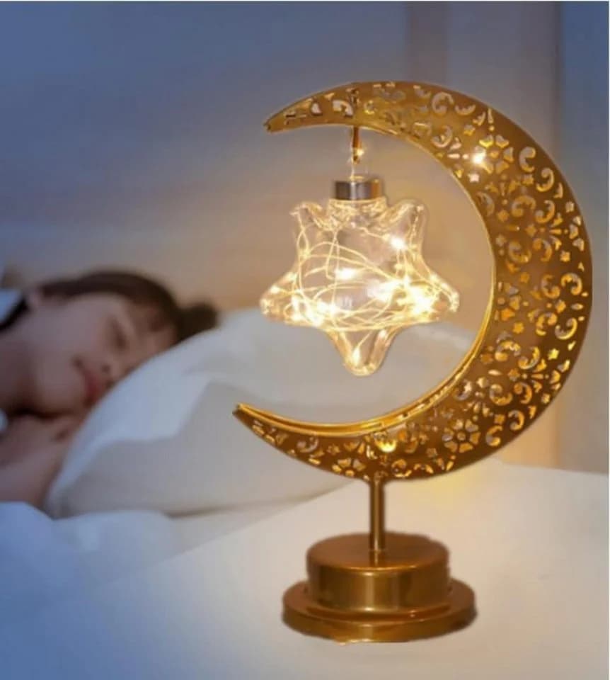 Diyarts Nachttischlampe Stern LED-Glühbirne Warmweiß Metall kabellos