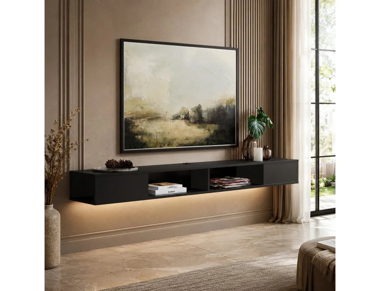 WAMPAT Hängender TV-Schrank 180 cm mit LED-Beleuchtung